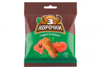 «3 Корочки», сухарики со вкусом томата и зелени, 40 г