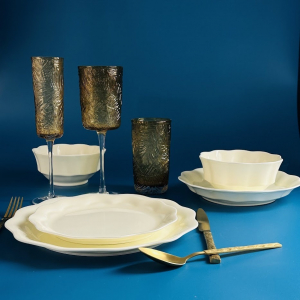 555-125 Обеденный сервиз 24пр. ЭКРЮ в под.уп.(х2)Костяной фарфор