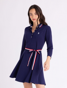 3/4 SLEEVE SIGNATURE STRIPE SWING DRESS