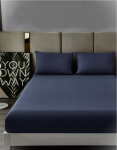 Простыня на резинке Мерцана Страйп-сатин с наволочками 50х70 см MERCSSN07 (Синий)