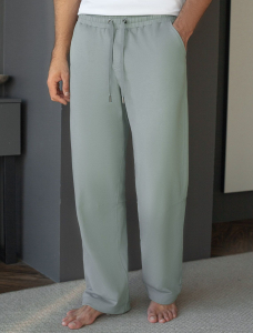 Брюки прямые на резинке из футера двухнитки с эластаном с затяжкой по низу