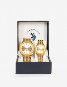 HIS AND HERS GOLD LINK WATCH SET