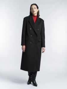 Длинное шерстяное пальто, утепленное синтепоном