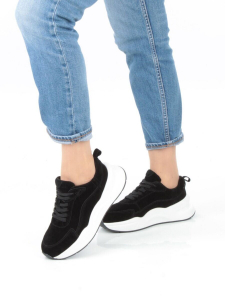 05-A504-1 BLACK Кроссовки женские (натуральная замша)