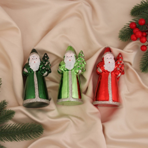 Ёлочные игрушки 3 шт. «Дед Мороз колор» 12?5.5 см, красный зелёный