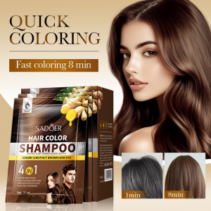 Шампунь-краситель с имбирем SADOER Hair Color Shampoo Ginger Chestnut Brown Hair Dye, 25 мл (каштаново-коричневый)
