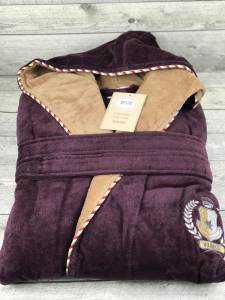 Халат мужской c капюшоном EFOR размер L/XL KAHVE кафейный/ KONTRASTHARDAL горчичный