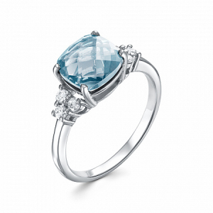 Кольцо с фианитом родированное серебро 925*