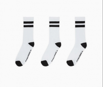 3-Pack Double Stripe Crew Socks