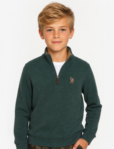 BOYS 1/4 ZIP FLATBACK PULLOVER