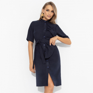 Платье с акцентным воланом, Счастье свободы (blue, с поясом)