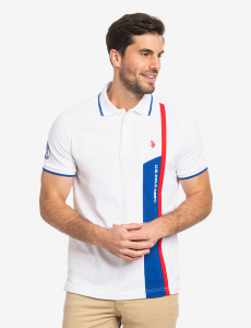 VERTICAL COLOR BLOCK PIQUE POLO SHIRT