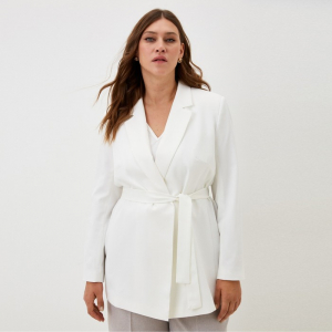 Пиджак женский с поясом MIST plus-size, размер 54, белый