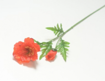 Искусственные цветы, Ветка мак 1 голова + 1 бутон (1010237) красный