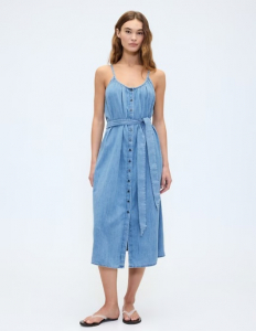 Belted Denim Midi Dress
