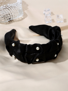 Ободок для волос «Юнона», бусинки, 5 см, чёрный