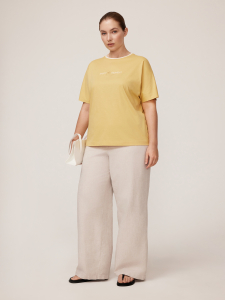 Футболка из натурального хлопка с принтом и кантом