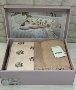 КПБ EFOR COTTONI с вафельным покрывалом 160*220, капучино (АС-04)