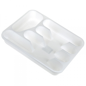 Лоток для столовых приборов пластмассовый 33х26х4,8см, белый (Россия)