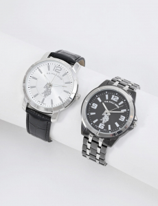 MEN'S LINK AND CROC STRAP WATCH SET