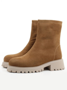 01-XXP759-32 YELLOW/BROWN Ботинки демисезонные женские (натуральная замша, байка)