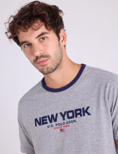 NYC TWILL APPLIQUE JERSEY RINGER T-SHIRT