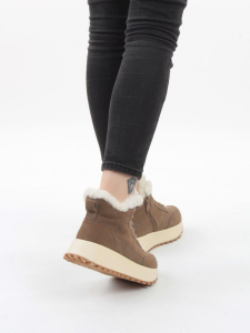 04-PAML08-2Z BROWN Ботинки зимние женские (натуральная замша, 100% шерсть, натуральный мех)