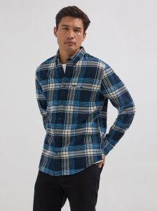 Men's Relaxed Fit Riveted Plaid Button Down Shirt