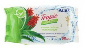 AURA TROPIC влажн.салфетки 60шт