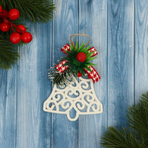 Ёлочная игрушка «Зимнее волшебство. Колокольчик ажур» пластик, 7?8 см, белый