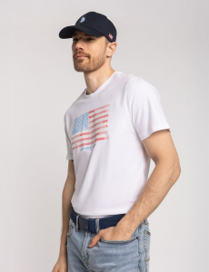 DIAGONAL STRIPES FLAG GRAPHIC T-SHIRT