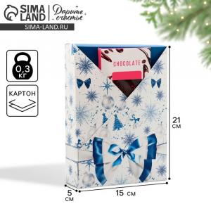 Коробка подарочная новогодняя складная «Новогодний бант», 21?15?5 см