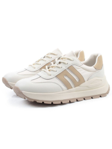03-WG040-2M MILK/BEIGE Кроссовки демисезонные женские (натуральная кожа)