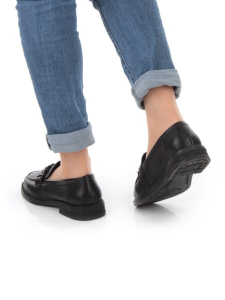 03-DYL140-1 BLACK Лоферы женские (натуральная кожа)