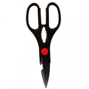 Ножницы кухонные 21см, с открывашкой, с орехоколом, пластмассовая ручка, в блистере (Китай)