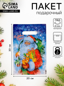 Пакет подарочный «Новогодняя метель». полиэтиленовый с вырубной ручкой. 20?30 см