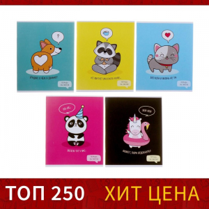 Тетрадь 36 листов в клетку, Calligrata «У меня лапки», МИКС