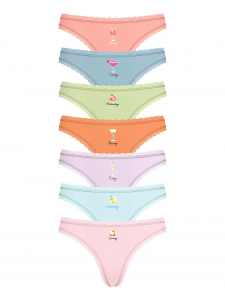 7-Pack Days of the Week Lace-Trim Thong Panties
