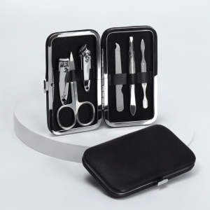 Набор маникюрный Colorful, 6 предметов, в футляре, чёрный