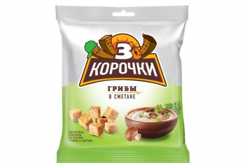 «3 Корочки», сухарики со вкусом грибов в сметане, 40 г