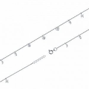 Браслет с фианитом родированный серебро 925*