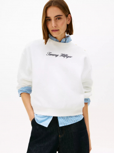 Gold-Button Script Logo Sweatshirt