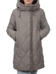 310 GRAY Пальто зимнее стеганое женское (200 гр. холлофайбер, натуральная норка)