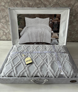 Покрывало EFOR в сундучке BEREN 240*260 с наволочками (50*70) серый (GRI)