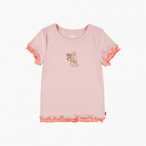 Floral Embroidery Knit Top Big Girls S-xl