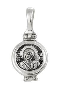 Мощевик (БМ Казанская) из серебра частичное чернение литье