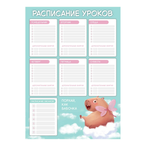 Расписание уроков А3, мелованный картон 235 г/м?, полноцветная печать, выборочный УФ-лак