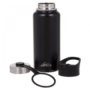 Термос Мастер К, 1 л, две крышки, сохраняет тепло до 12 ч, нержавеющая сталь, чёрный