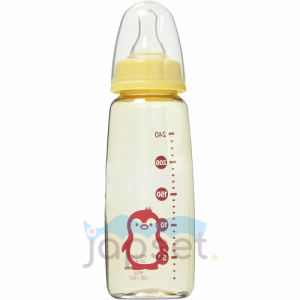 Chu Chu Baby Пластиковая бутылочка для кормления с силиконовой соской, с узким горлышком, 240 мл