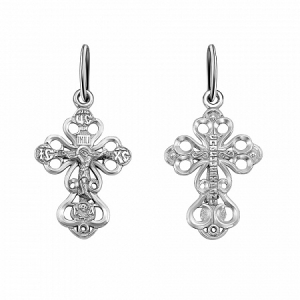 Крест из серебра литье белый